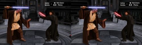 Jedi and Sith in lightsaber fight